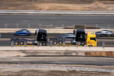 Car transporters, vehicles are being transported, A3 motorway, truck tractors