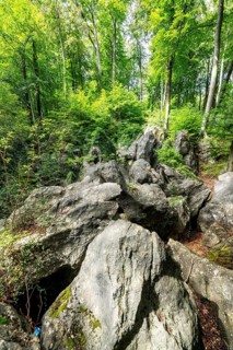 The Felsenmeer in Hemer, Sauerland, geotope, with rugged rock formations, nature reserve, North