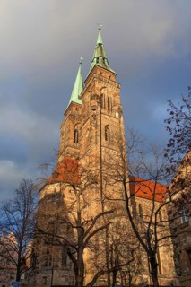 St Sebald's Church in the evening sun, Nuremberg, Middle Franconia, Bavaria, Germany