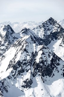 Peaks and mountains in winter, Sellraintal, Stubai Alps, Kühtai, Tyrol, Austria
