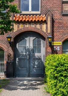Historic brick building on the grounds of the Charité Campus Mitte, Berlin, Germany