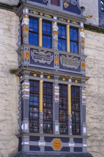 Detail of the portal at Münden Town Hall, Weser Renaissance, Hannoversch Münden, Hann. Münden,