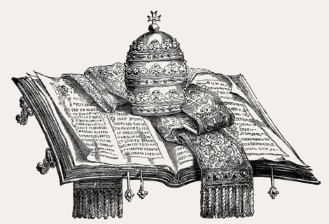 Allegory, papal coat-of-arms