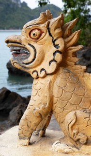 Dragon figure at Gia Luan harbour, Cat Ba Island, Halong Bay, Vietnam