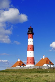 The lighthouse of Westerhever near St. Peter Ording, Westerheversand, Schleswig-Holstein, Federal
