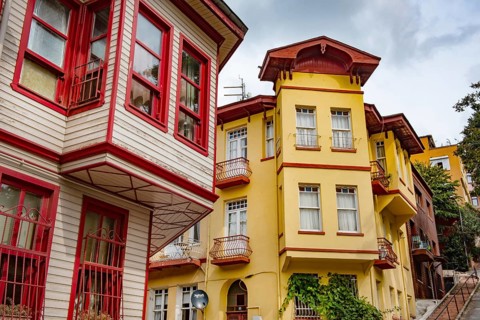 Istanbul, Turkey. September 21st 2021 Beautiful colourful architecture in the trendy neighbourhood