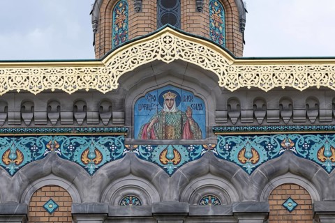 Detail on the façade, Russian Chapel, Mathildenhöhe Darmstadt, UNESCO World Heritage Site, Germany