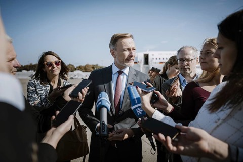 Christian Lindner (FDP), Federal Minister of Finance, photographed during a press statement in