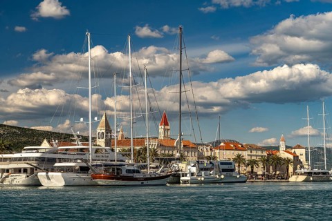 Cruise ships in front of the old town centre of Trogir, Croatia