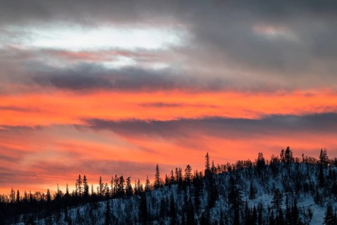 Evening cloud atmosphere, Gällivare, Norrbotten, Lapland, Sweden, January 2025