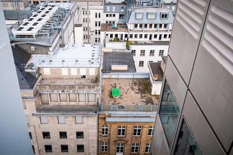 Table tennis table on the roof of a house in Düsseldorf, Germany