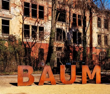 Art installation in front of the entrance to the former Alpenhaus, Historic Tuberculosis