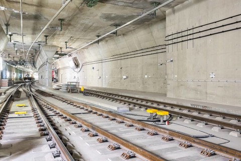 Tracks in the north to Stuttgart station 21 tunnel construction site new main train station in