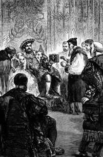 King Henry VIII presents his lords with the Great Bible in 1539, an English translation that was an