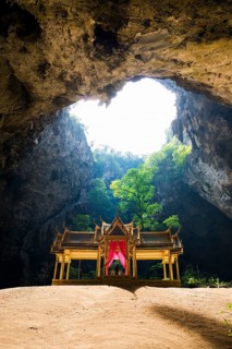 Temple in a stalactite cave, Phraya Nakhon Cave, Khao Sam Roi Yot National Park, Hua Hin, Prachuap
