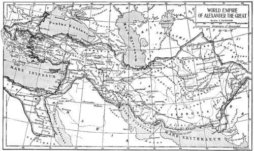 Historical map of the world empire of Alexander the Great