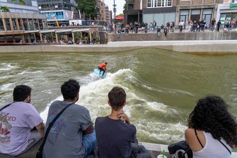 Surfing facility in the city centre of Rotterdam, Rif010, supposedly the world's first wave