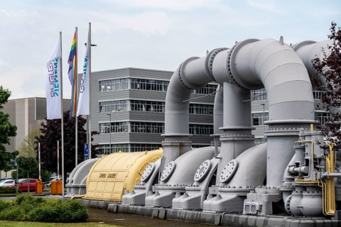 Siemens Energy production site in Müllheim an der Ruhr, Turbosatz Schelle, 60 megawatt turbine from