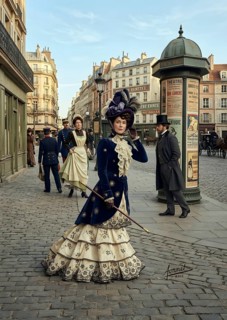 A spring day in Paris. Parisian woman, illustration, history, France, walk, 1900, clothing,