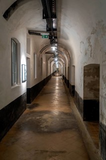 Hallway inside Fort van Liezele, museum about fortresses of the fortified area of Antwerp,