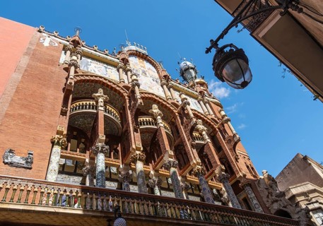 Facade of the Palau de la Música Catalana, Barcelona, Spain