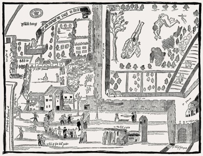Facsimile, the drawing of Kirk o' Field after the murder of Henry, King of Scots, 1567