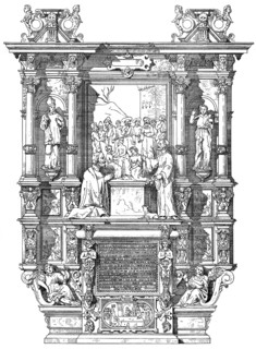 Historical architectural illustration from the 19th Century, 1881, German Renaissance style,