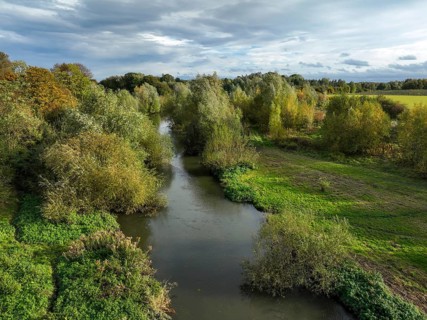 Bergkamen, Ruhr area, North Rhine-Westphalia, Germany, autumn landscape on the Seseke. The