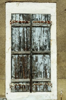 Old wooden shutters. Nevers. Nievre departement. France