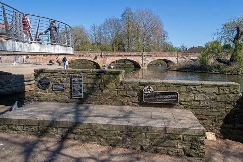 The old tram bridge, River Avon, Stratford-upon-Avon, Warwickshire, England, United Kingdom