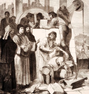 Pope Saint Leo IV, 790 – 855, commissioning the construction of the Leonine Wall, Borgo, Vatican,