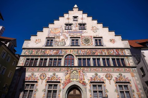 Facade, façade painting, Old Town Hall, Lindau, Bavaria, Lake Constance, Germany