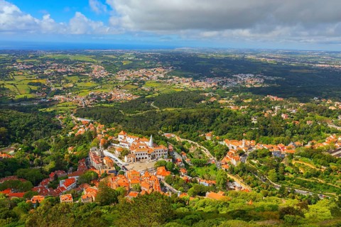Sintra town, high angle view, Sintra, Portugal