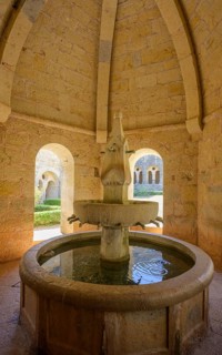 Fountain by the cloister, Romanesque Cistercian abbey of Le Thoronet, Département Var, France