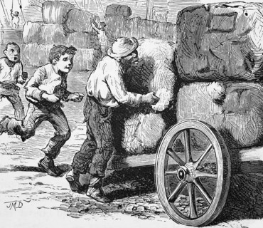 A cotton thief, Louisiana, around 1870, America, digital reproduction of a historical model