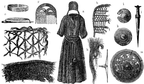 Female clothing and jewellery from Bronze Age graves, Borum Eshoj near Aarhus, Jutland, bronze ore,