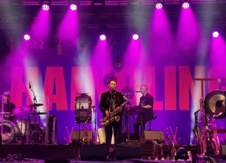 Musician Hans-Jürgen Buchner, performance with his group Haindling, here at the Plassenburg concert