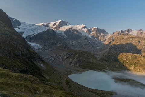 View from the Sustenpass High Alpine Road, close to the lake Steinsee
