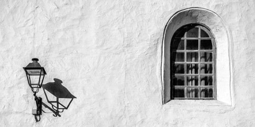 White house facade on Lanzarote, light and shadow