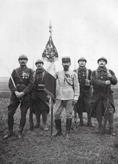 French Foreign Legion flag hold by lieutenant colonel Rollet, 1917, France