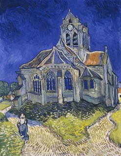 The church of Auvers-sur-Oise, L'Église d'Auvers-sur-Oise, vue du chevet, a famous oil painting by