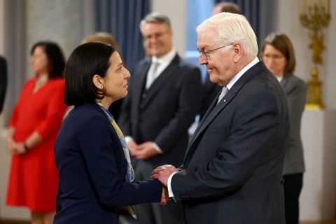 Maria Papakyriakou Cyprus is received by Frank-Walter Steinmeier (President of the Federal Republic
