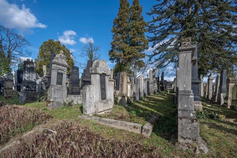 Old graves at the Israeli cemetery, inaugurated in 1882, Werner-von Siemens Str. 2, Würzburg, Lower