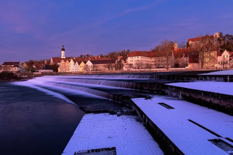 Karolinenwehr, four-stage assault weir, behind Landsberg am Lech, Bavaria, Germany