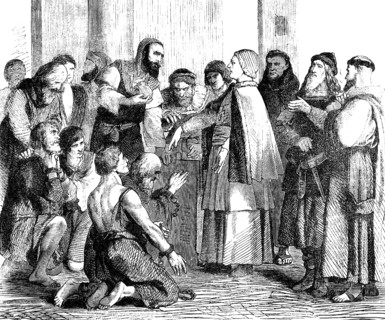 Pope Zachary, 679 –752, giving the slaves their freedom