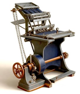 Historical illustration, 19th century, nailing machine for the production of wooden boxes, 1896