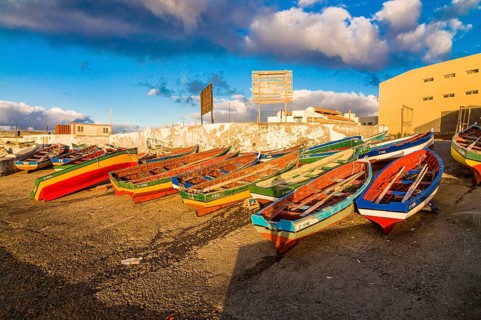 Wooden boats at the beach. San Antao. Cabo Verde. Africa