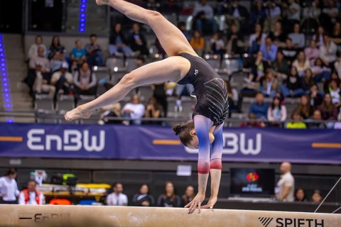 EnBW DTB-Pokal Stuttgart 2025, Mixed Cup***Mara Slippens Netherlands on the balance beam