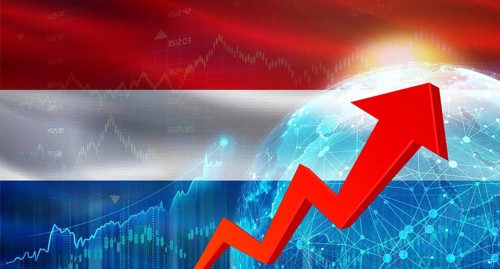 Global financial growth with Netherlands flag. Financial growth with Netherlands flag on economic
