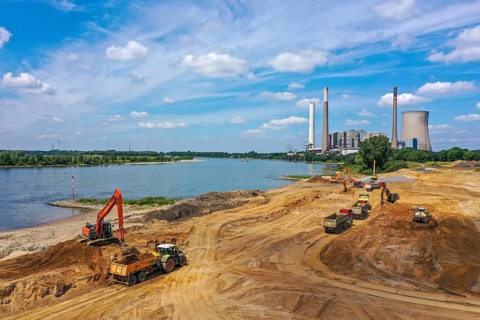 Dinslaken, Voerde, North Rhine-Westphalia, Germany, Emscher estuary into the Rhine. Construction